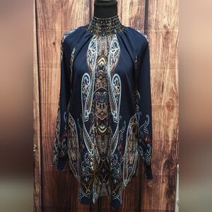 Chico's Bohemian Paisley Womens Blouse Size 1